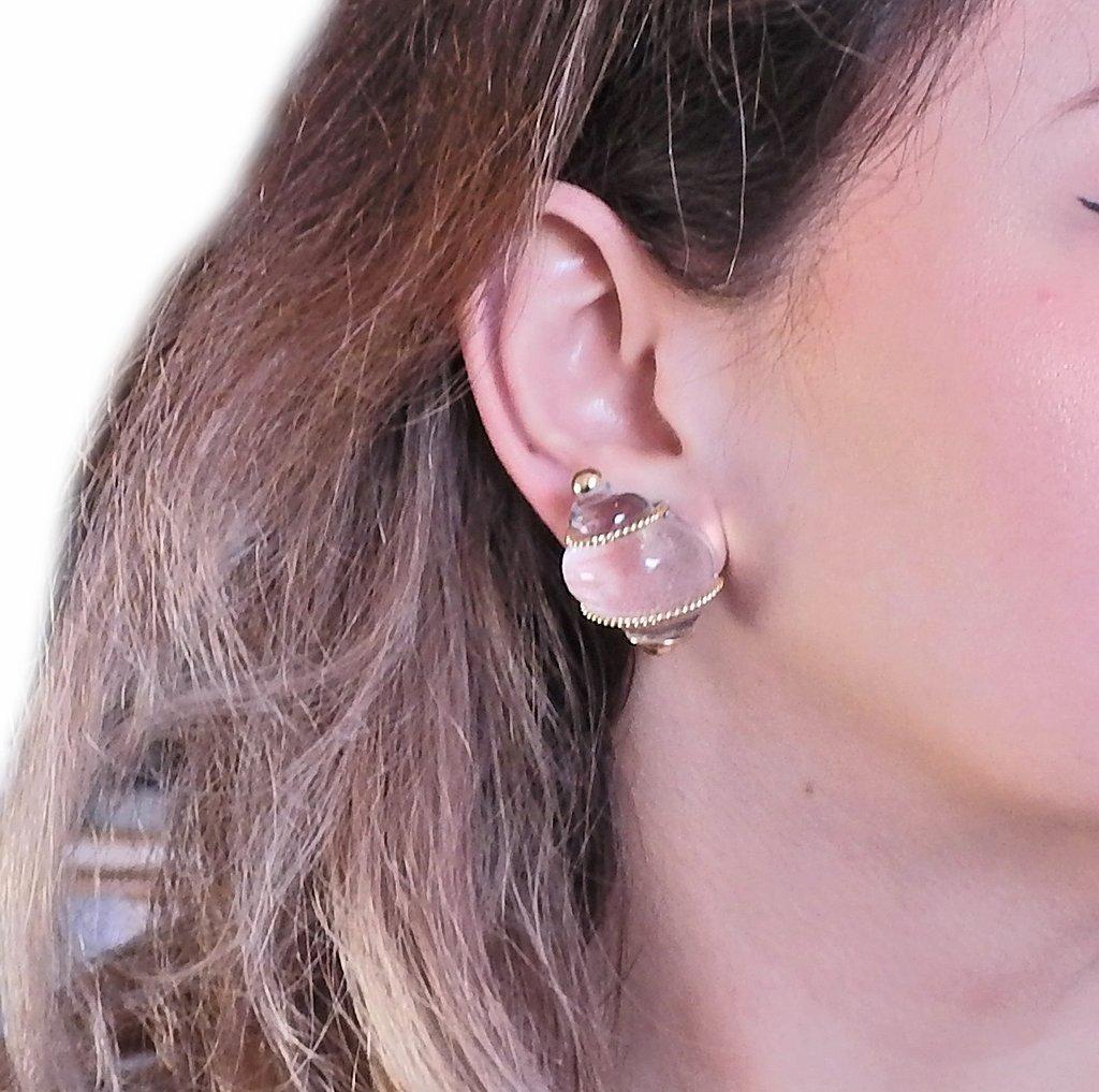 Women's Seaman Schepps Crystal Gold Shell Motif Earrings
