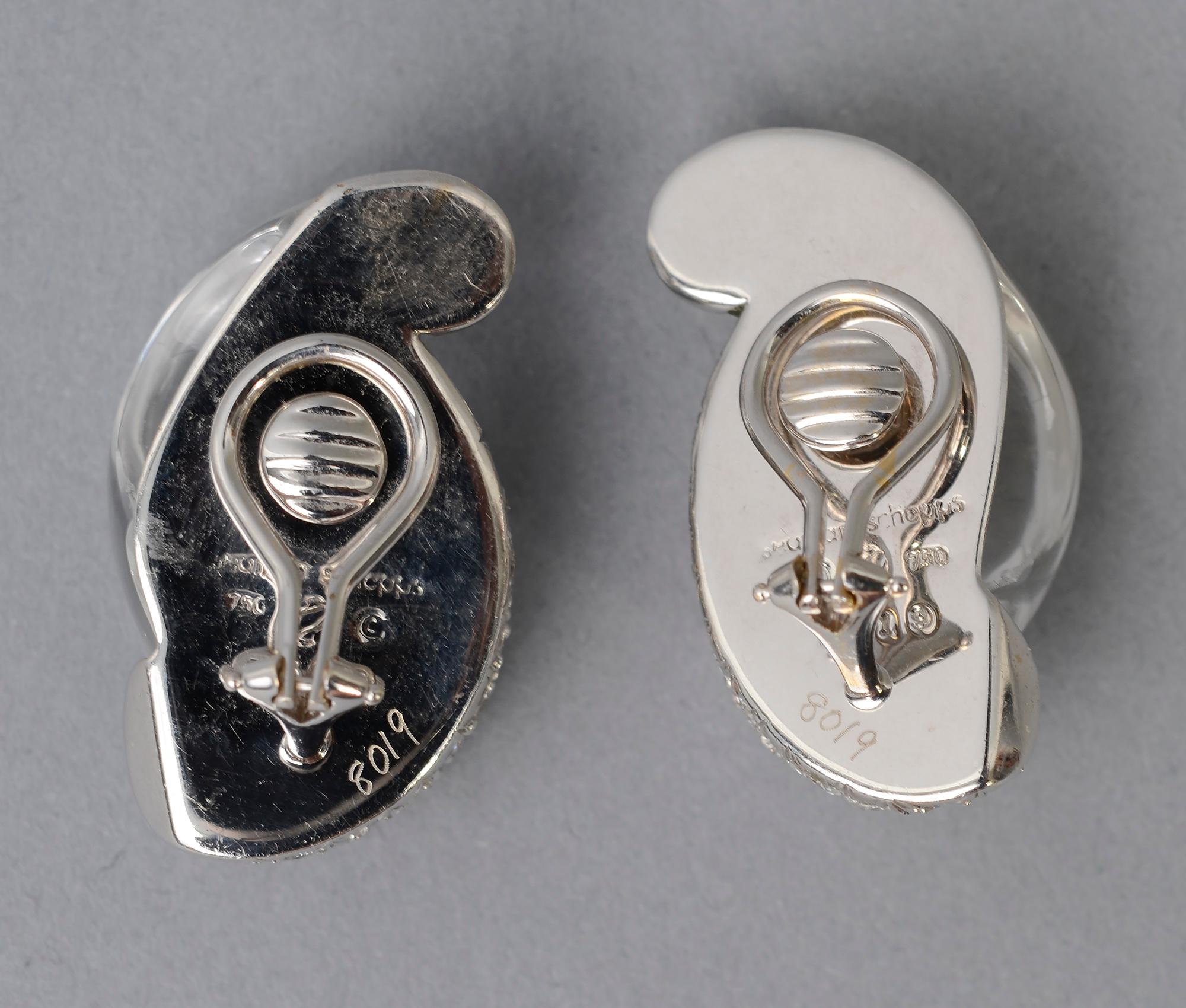 Contemporary Seaman Schepps Diamond and Rock Crystal Half Link Earrings