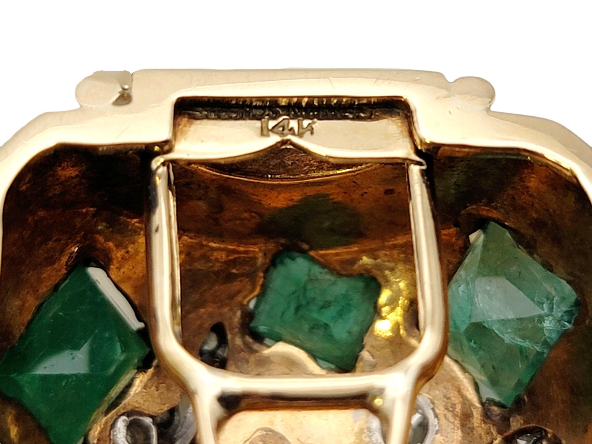 Seaman Schepps Diamond, Pearl and Emerald Multi Strand 14 Karat Gold Bracelet For Sale 5