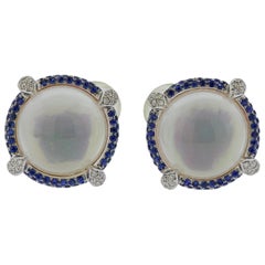 Seaman Schepps Diamond Sapphire Crystal Gold Earrings