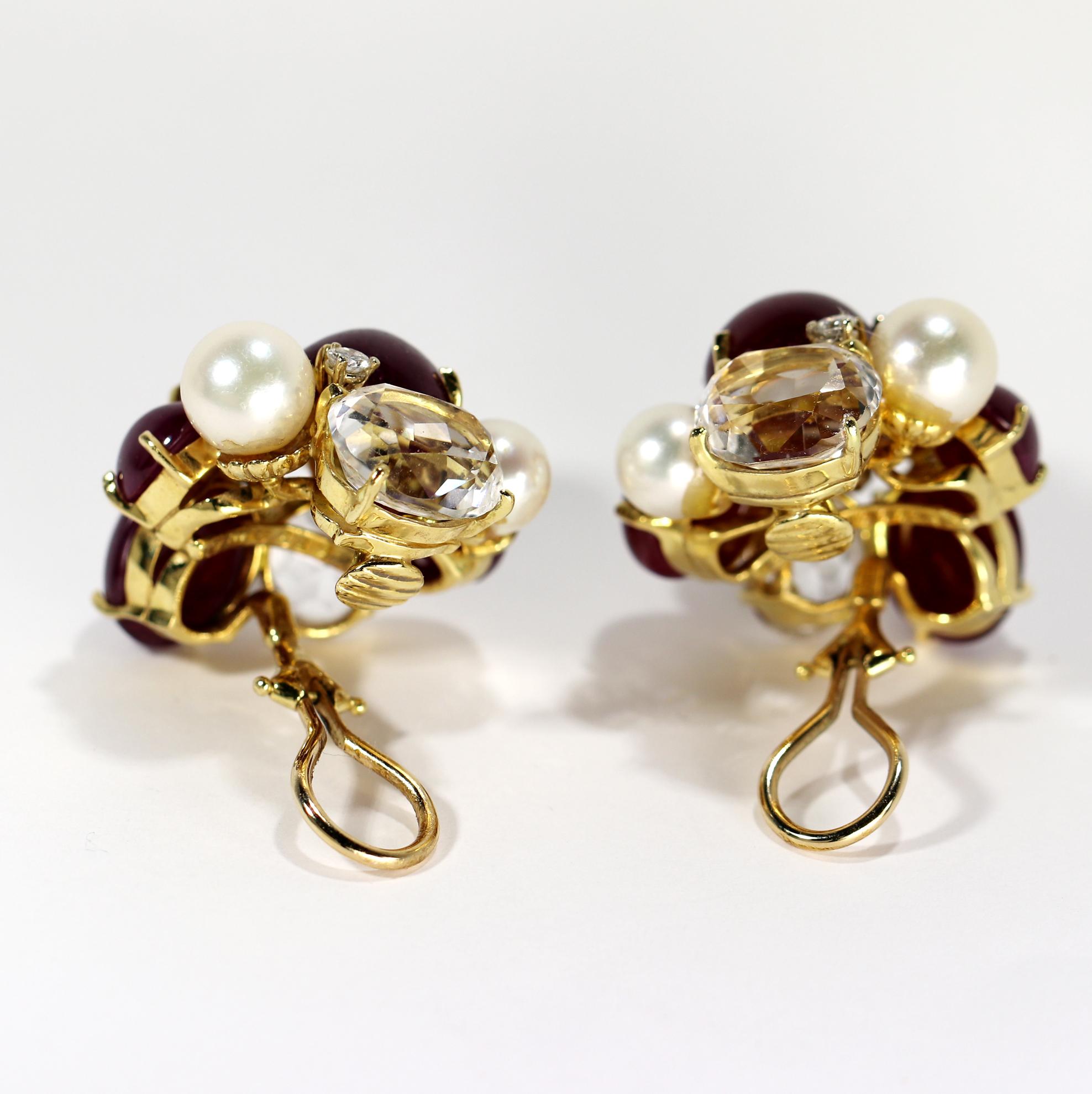 Seaman Schepps Bubble Earrings with Rubies Diamonds and Pearls 1