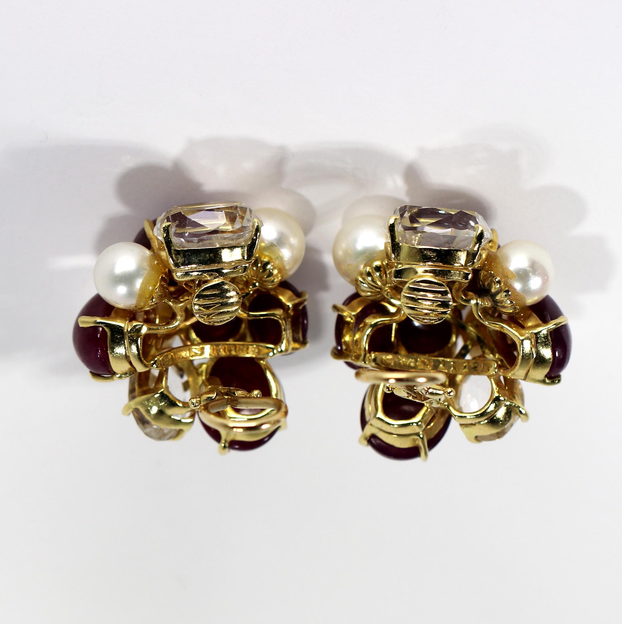 Seaman Schepps Bubble Earrings with Rubies Diamonds and Pearls 4