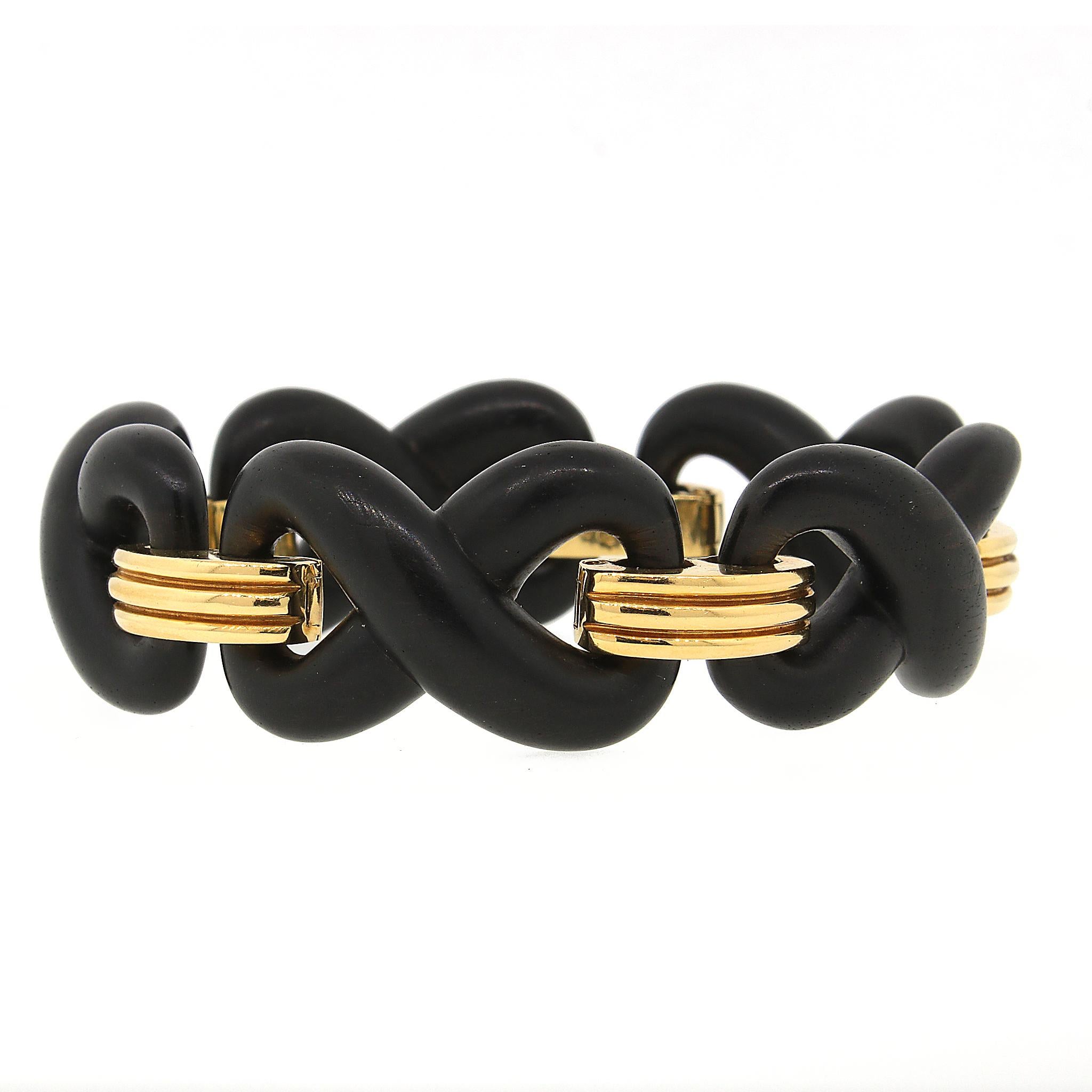 Seaman Schepps Ebenholz & Gold-Armband im Zustand „Gut“ in New York, NY