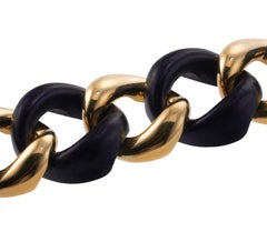Seaman Schepps Ebony Wood Gold Link Bracelet