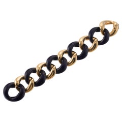 Seaman Schepps Ebony Wood Gold Link Bracelet