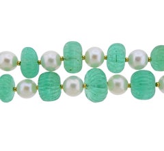 Seaman Schepps Emerald Pearl Gold Necklace Set