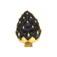 Seaman Schepps Gold and Black Onyx Artichoke Clip