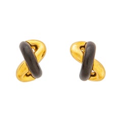 Seaman Schepps Gold and Ebony Infinity Earrings