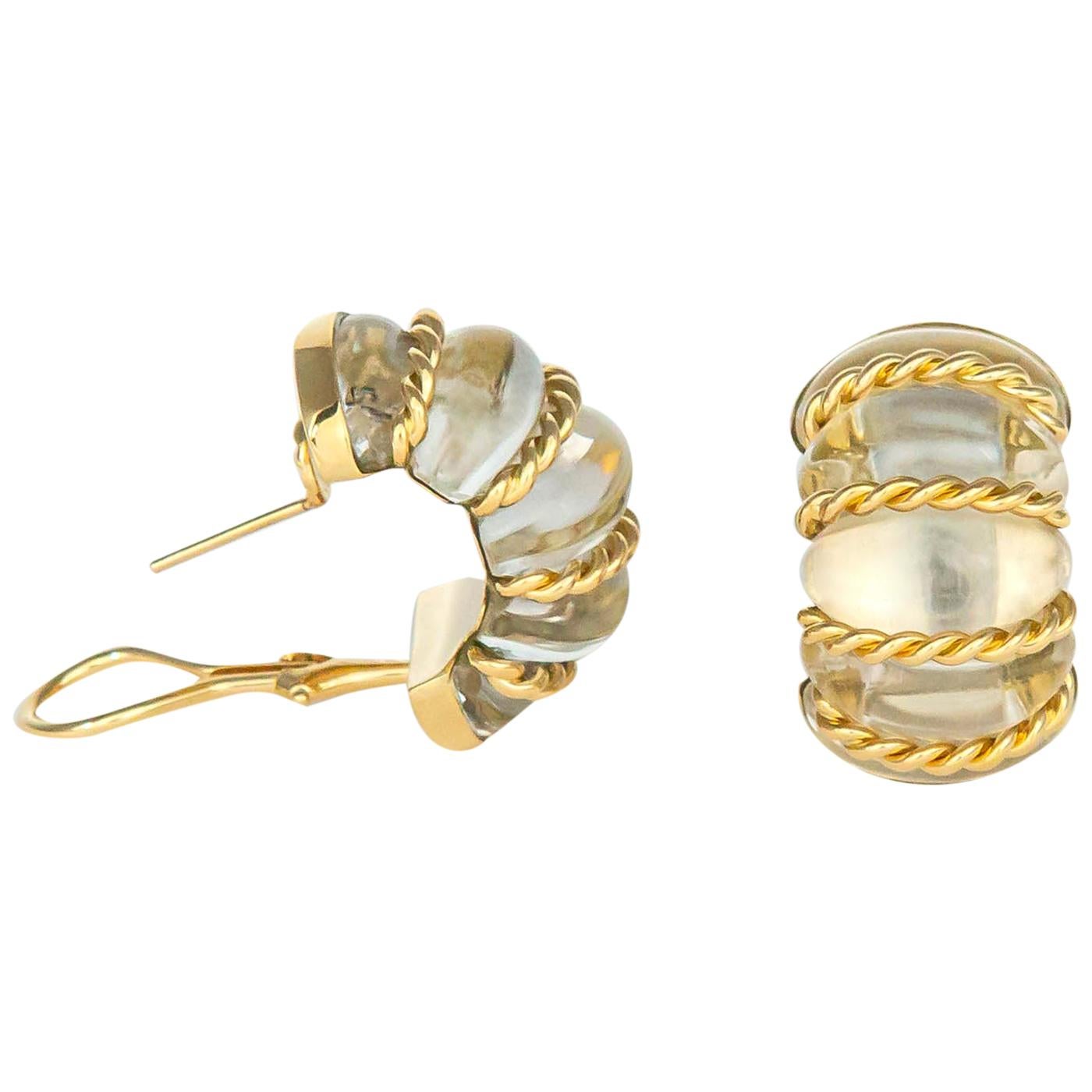 Seaman Schepps Gold and Rock Crystal Earrings