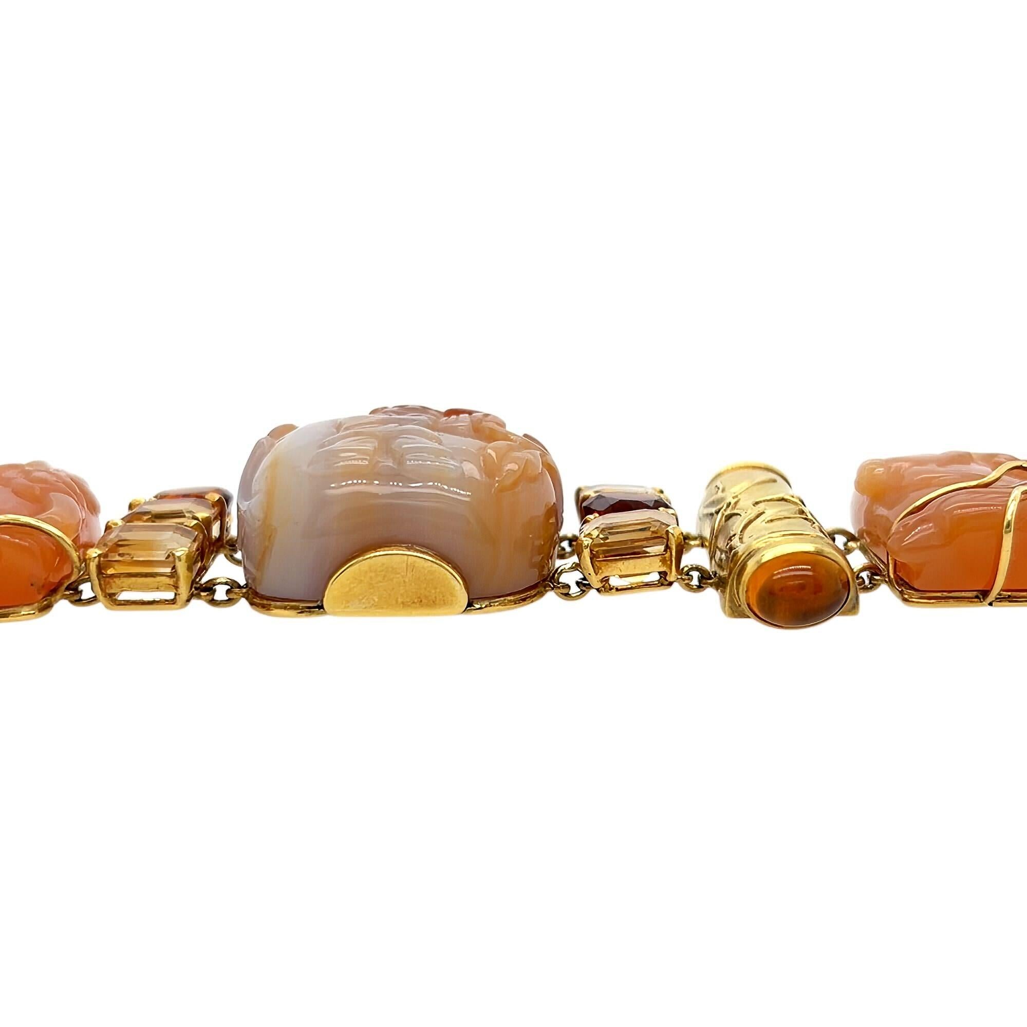 Taille cabochon Seaman Schepps Bracelet bouteille de tabac à priser en or avec cornaline et citrine en vente