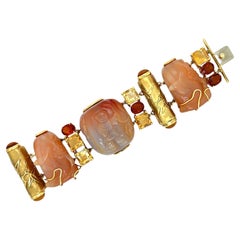 Seaman Schepps Bracelet bouteille de tabac à priser en or avec cornaline et citrine