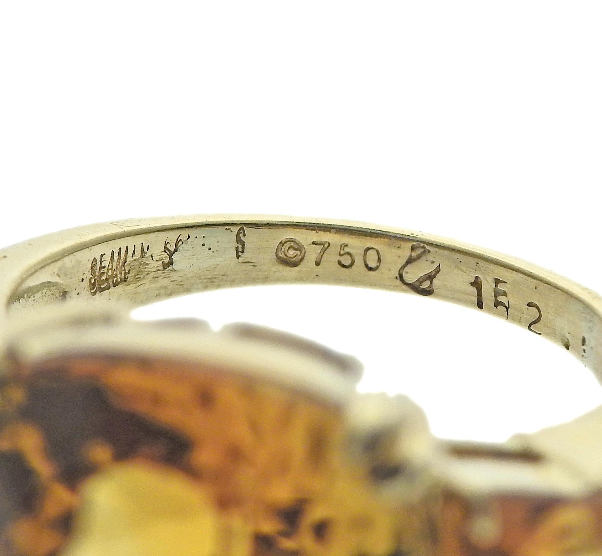 Seaman Schepps Gold Citrin-Ring mit drei Steinen im Zustand „Hervorragend“ im Angebot in Lambertville, NJ