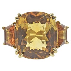 Seaman Schepps Gold Citrine Three Stone Ring
