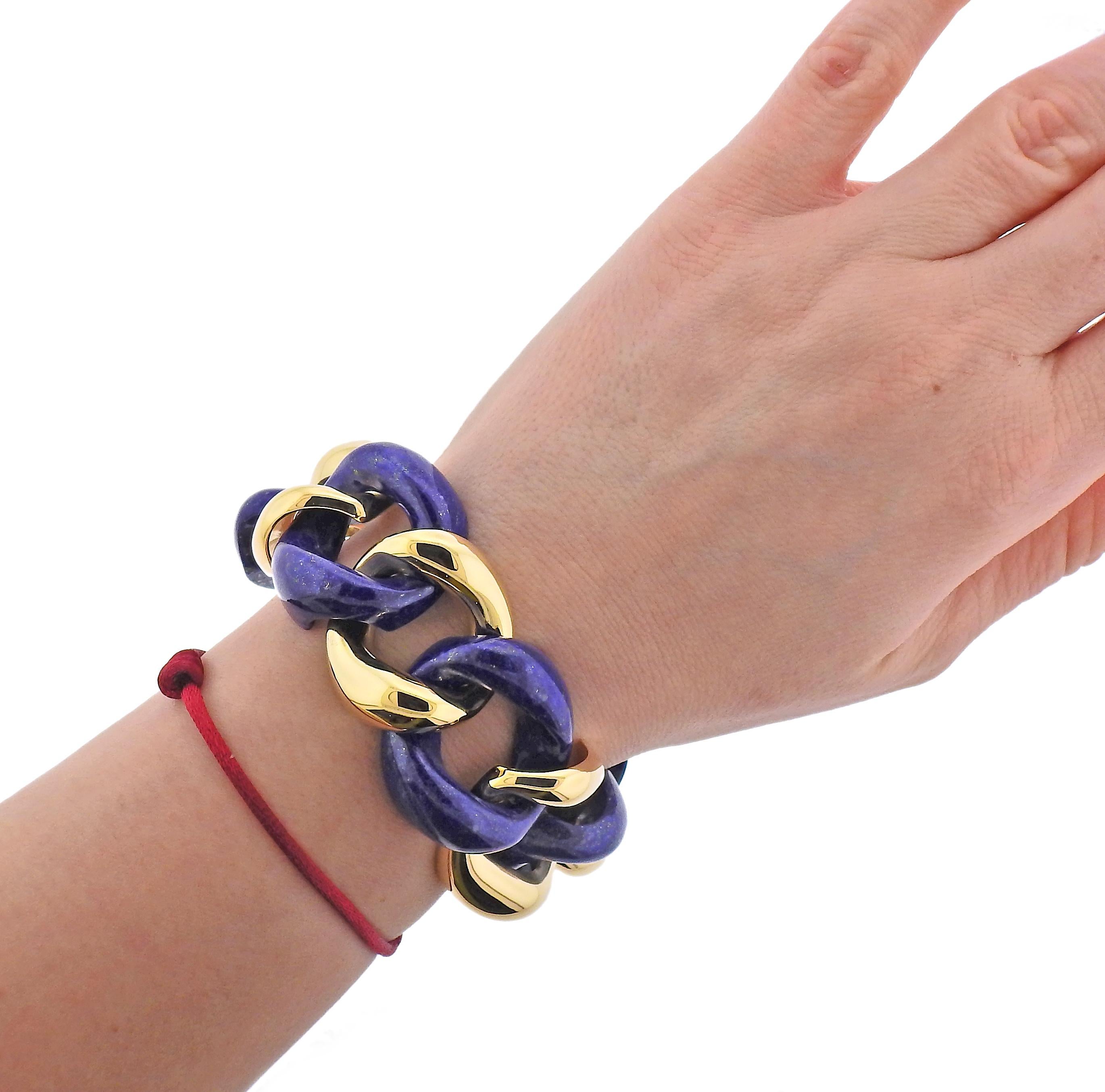 Seemann Schepps Gold-Lapis-Gliederarmband im Angebot 1