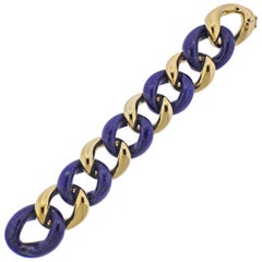 Seaman Schepps Gold Lapis Link Bracelet