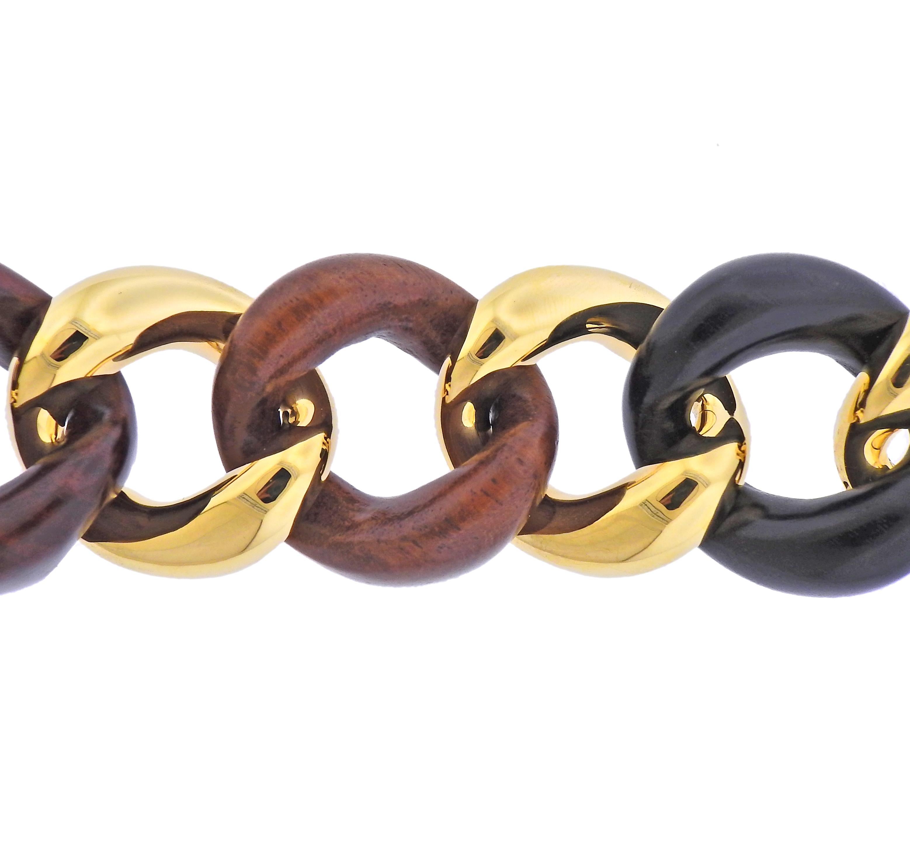 wood and gold bracelet