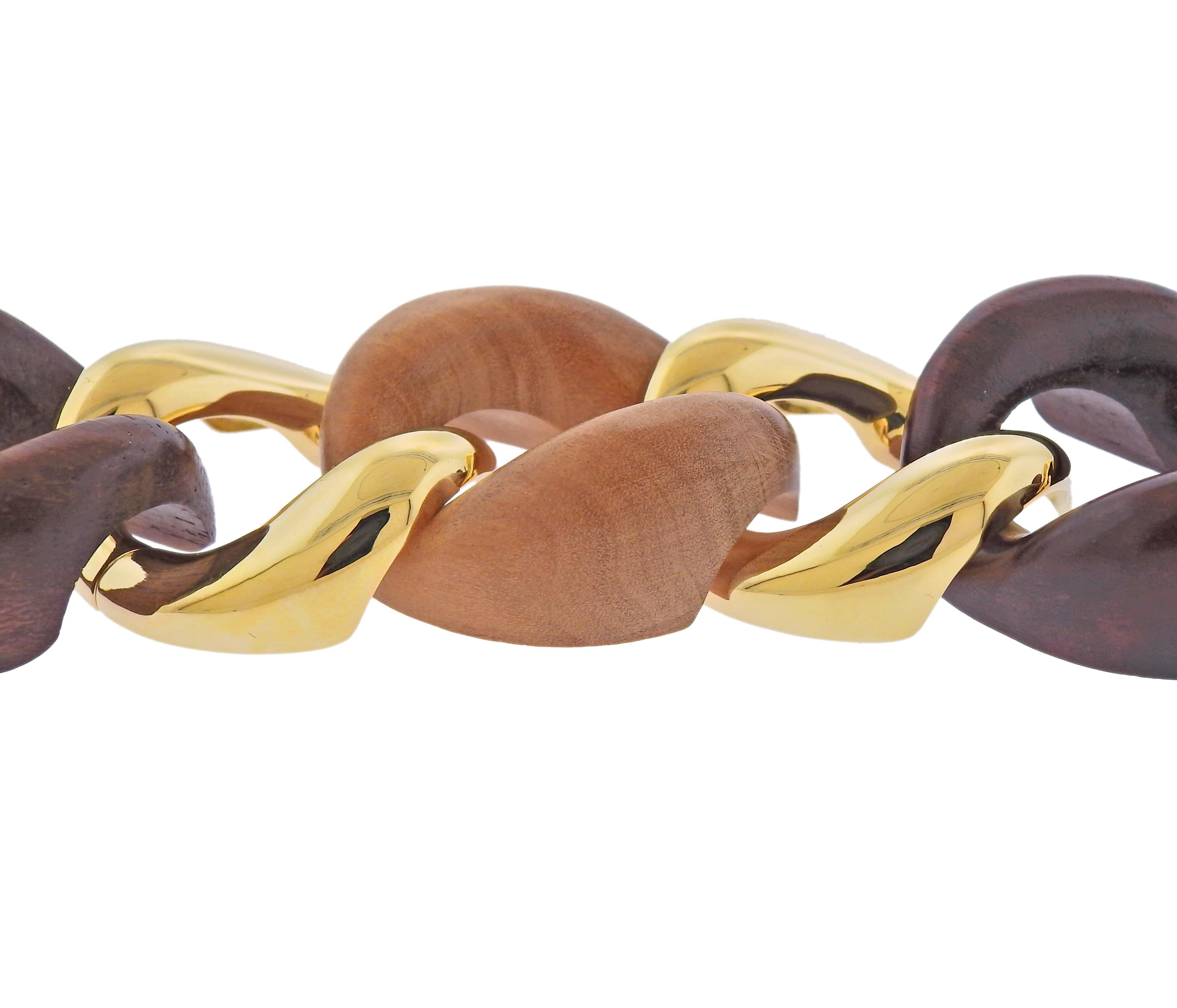 Seemann Schepps Gold-Gliederarmband aus gemischtem Holz Damen im Angebot