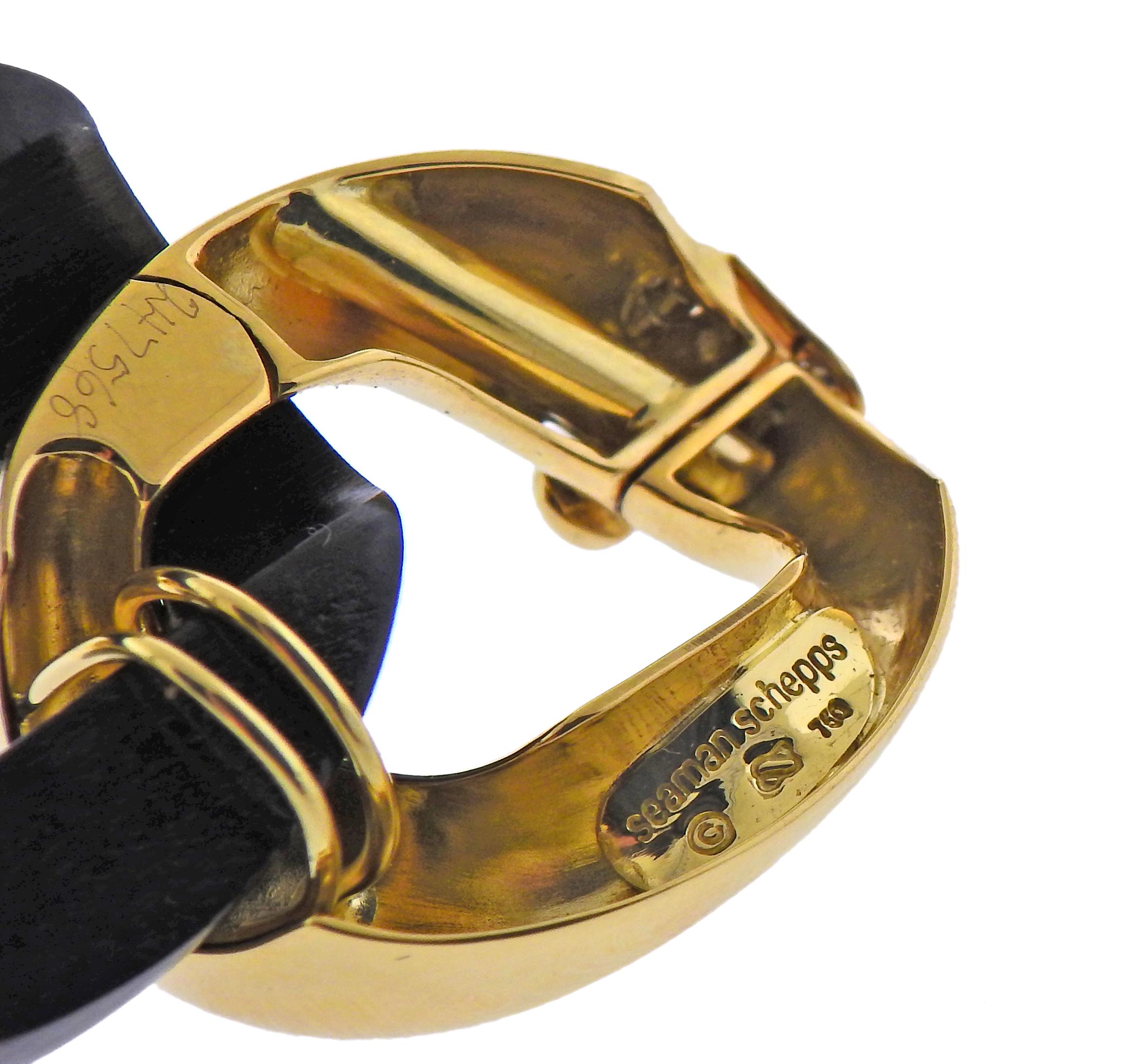Women's Seaman Schepps Gold Mixed Wood Link Bracelet For Sale