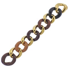 Seaman Schepps Gold Mixed Wood Link Bracelet