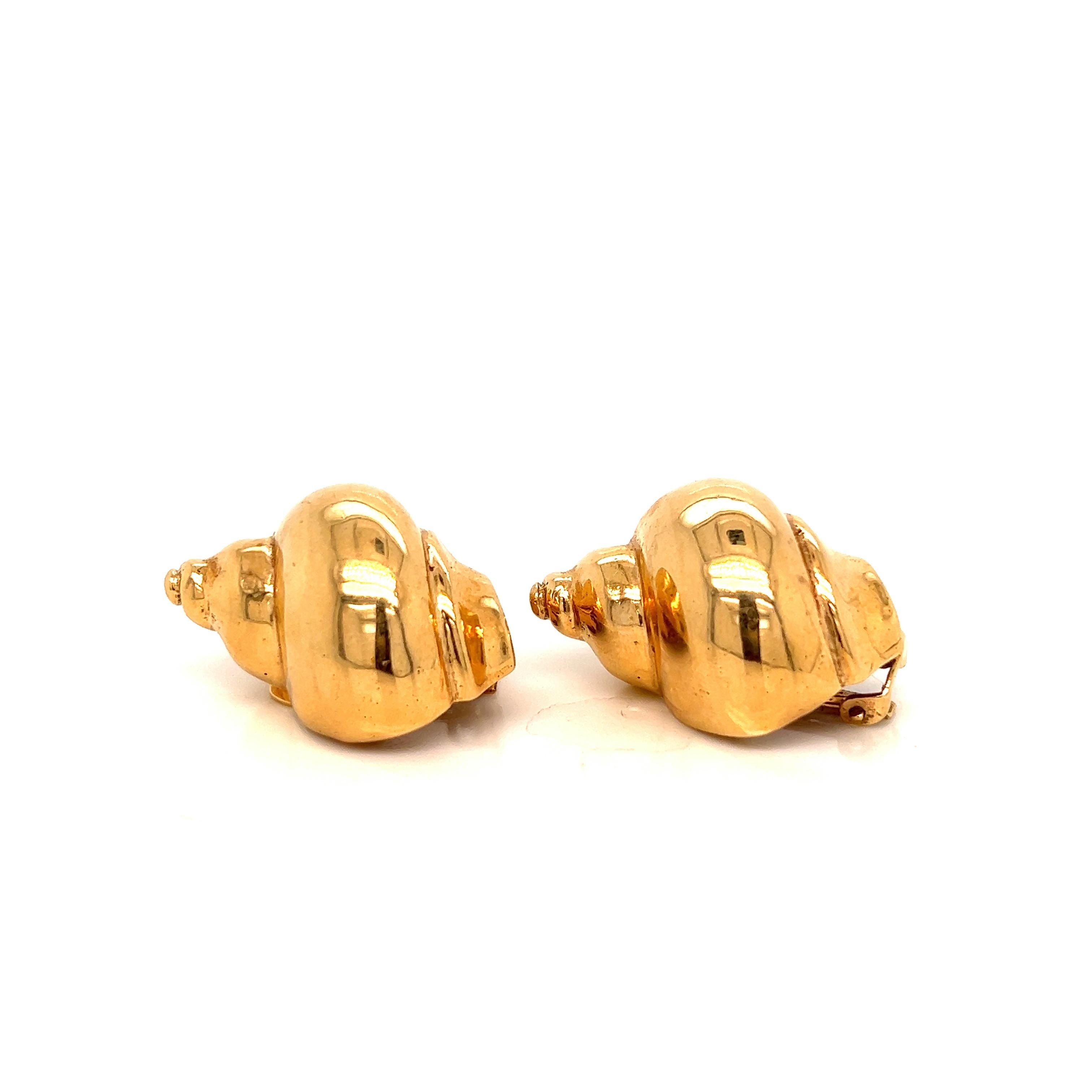 Contemporary Seaman Schepps Gold Shell Ear Clips For Sale