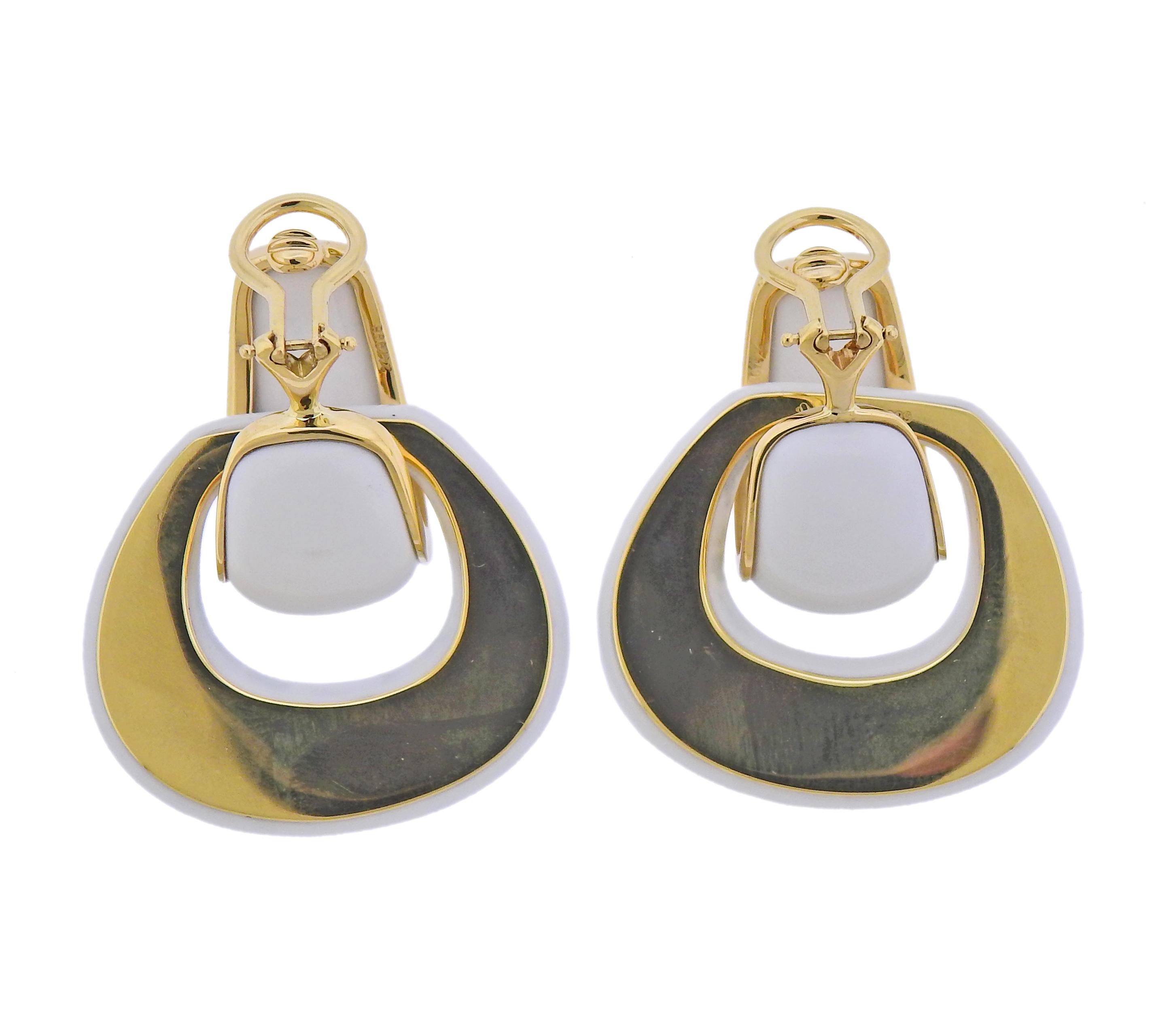 white agate hoop earrings