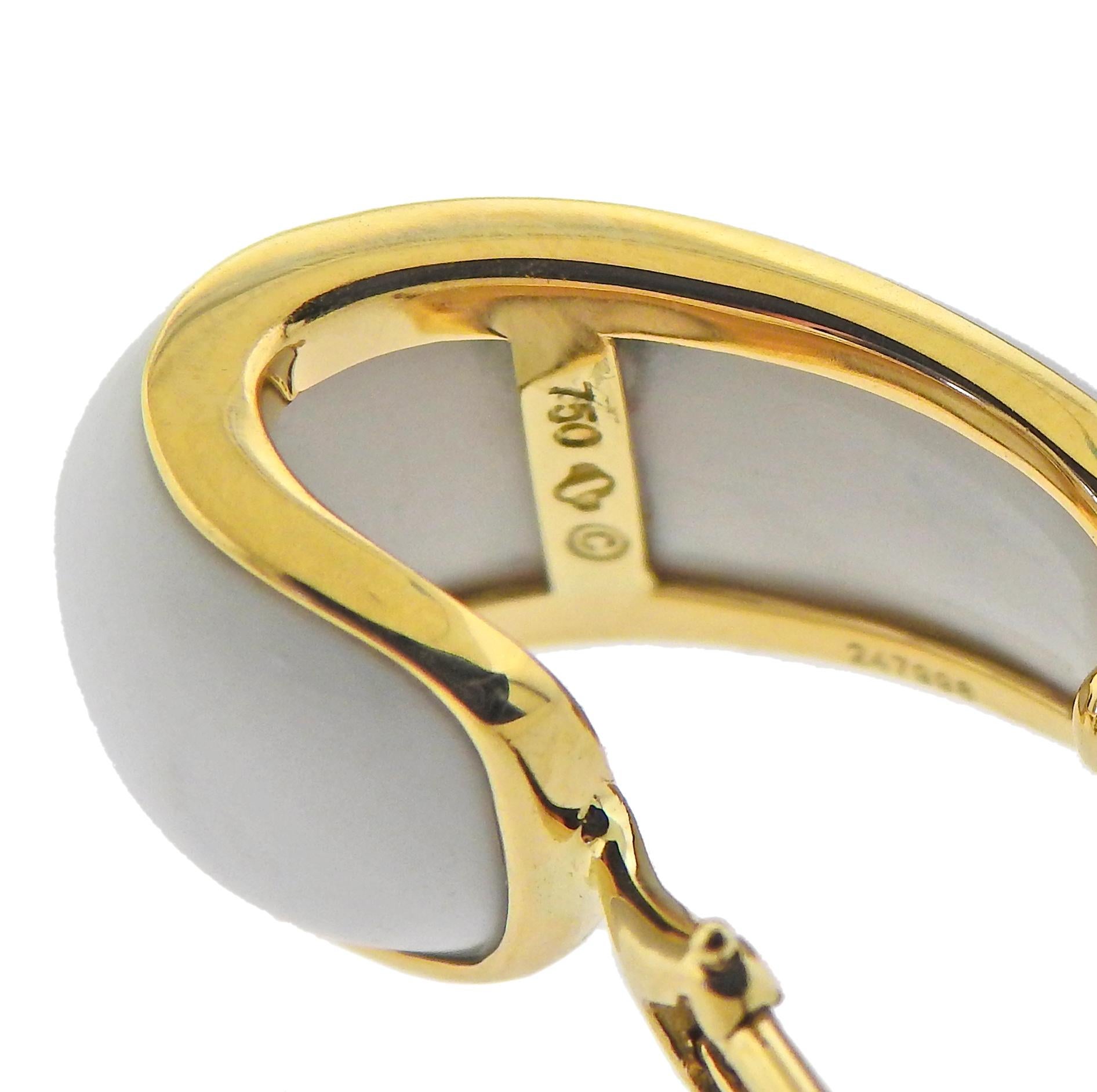 Seaman Schepps Gold White Agate Madison Doorknocker Hoop Earrings For Sale 2