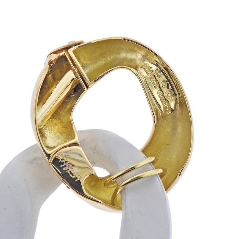 Seaman Schepps Gold White Ceramic Link Bracelet For Sale at 1stDibs