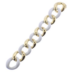 Seaman Schepps Gold White Ceramic Link Bracelet