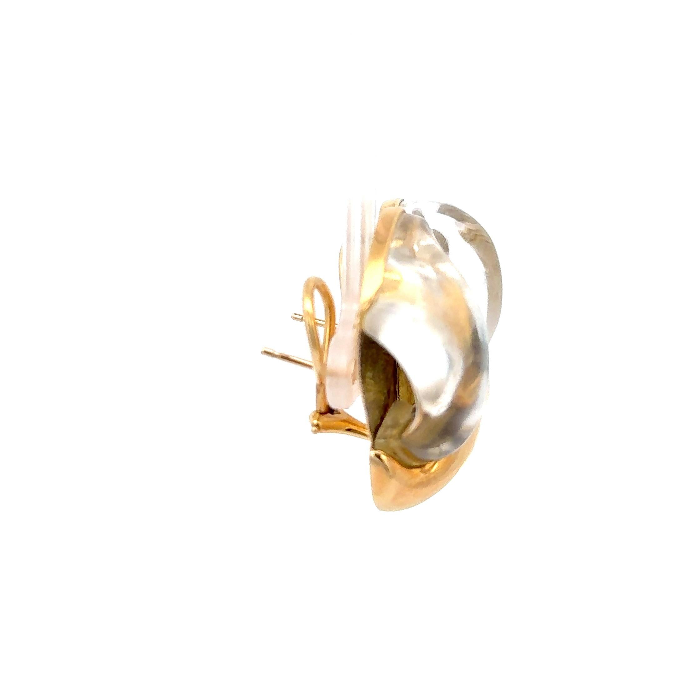 Pendientes Seaman Schepps Half Link Cristal de Roca Oro Amarillo de 18 K en Excelente estado para la venta en Dallas, TX
