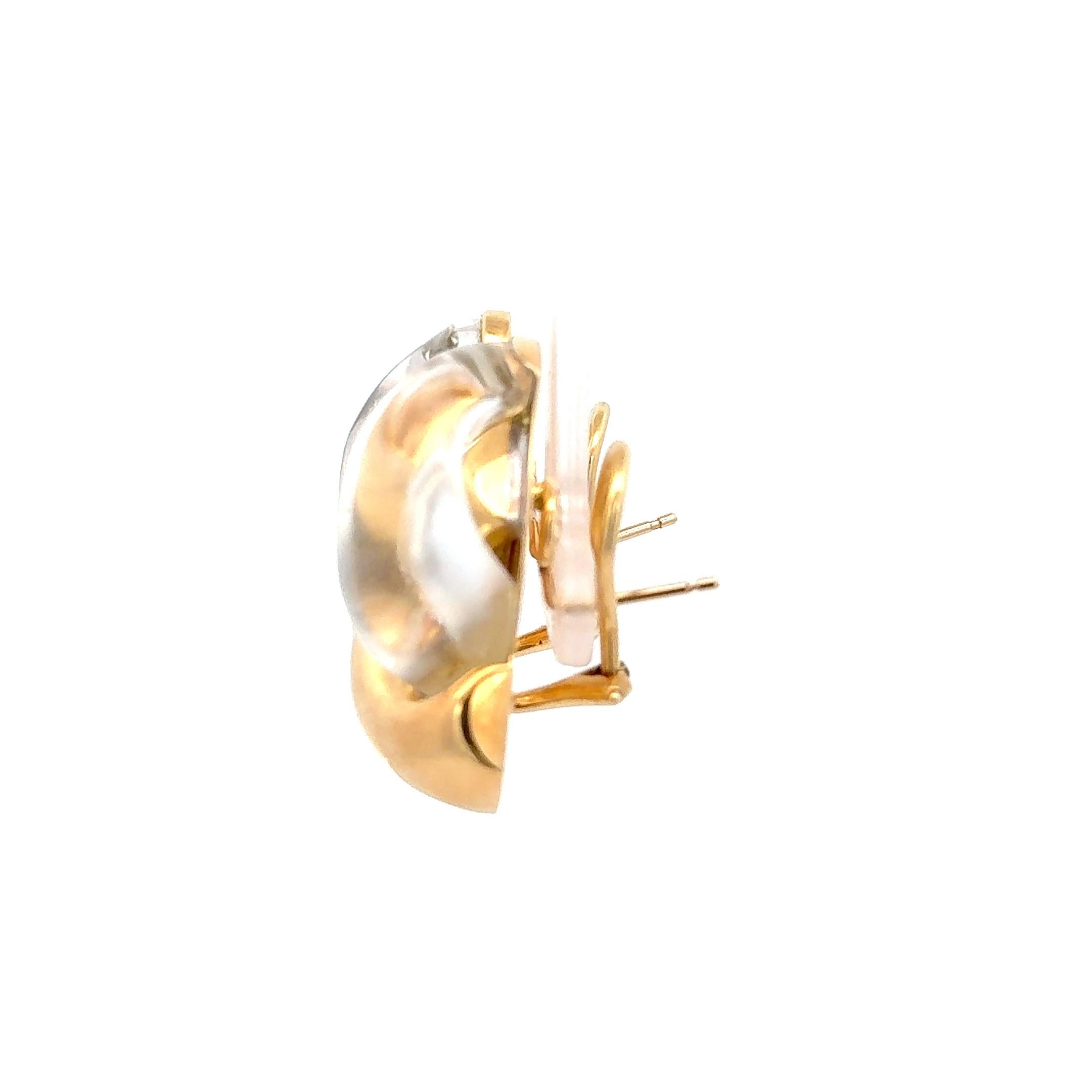 De las mujeres Pendientes Seaman Schepps Half Link Cristal de Roca Oro Amarillo de 18 K en venta