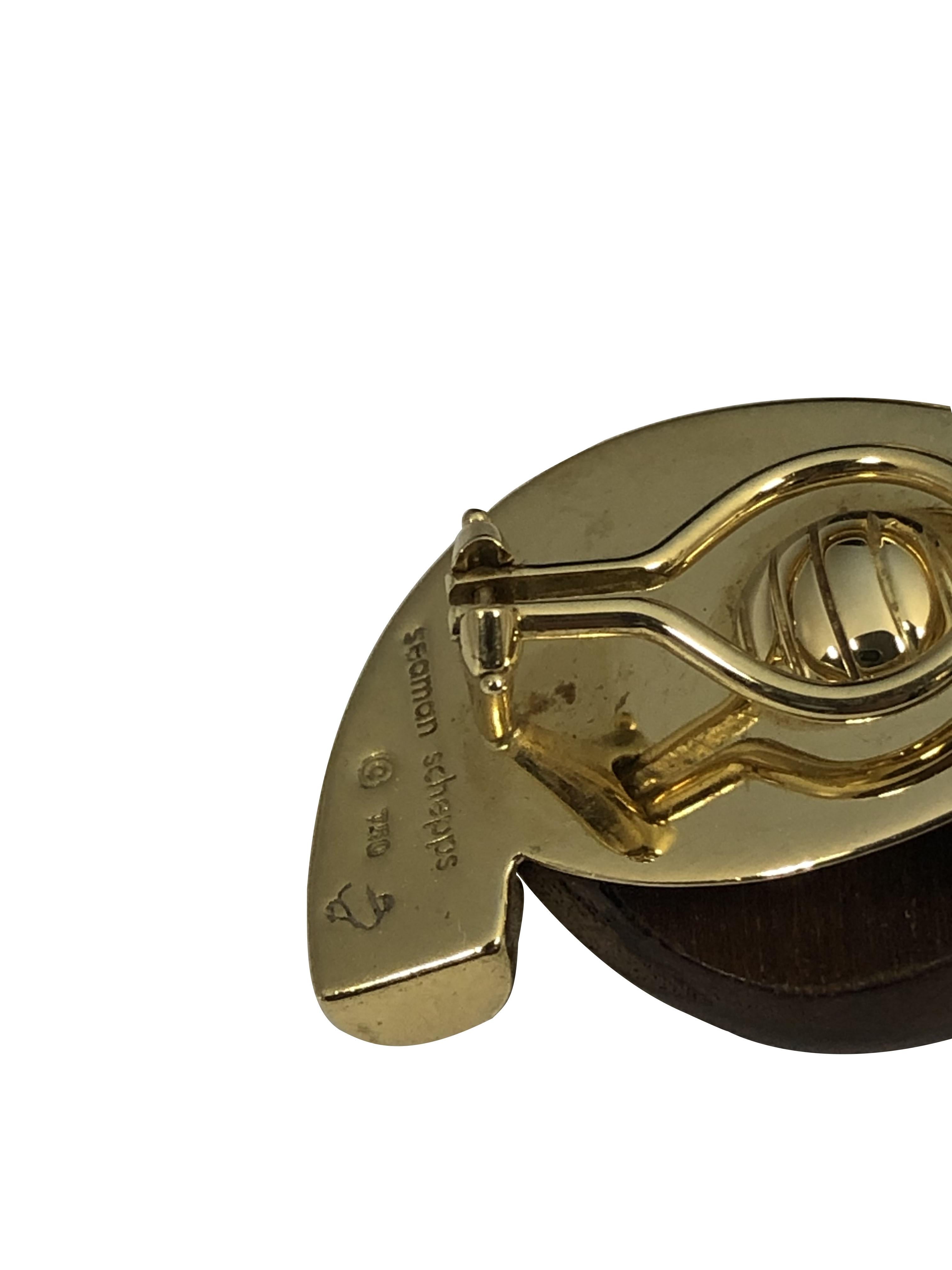 Femenino o masculino Seaman Schepps Iconic Wood and Yellow Gold earrings en venta