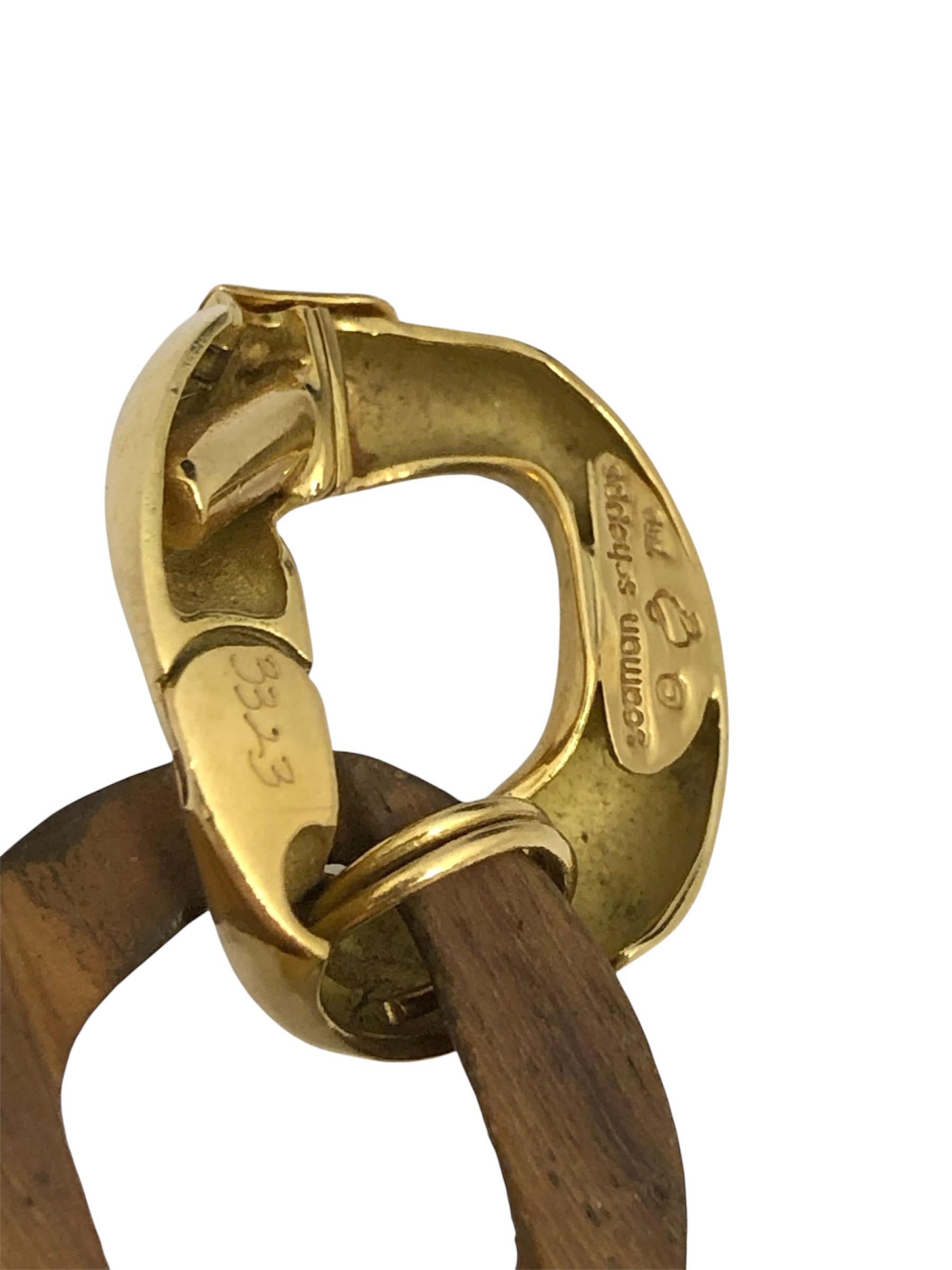 Seaman Schepps Icone Bracelet à maillons en or jaune et bois d'ébène en vente 3
