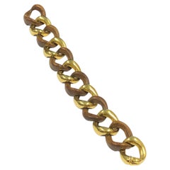 Seaman Schepps Iconic Yellow Gold and Ebony Wood link Bracelet
