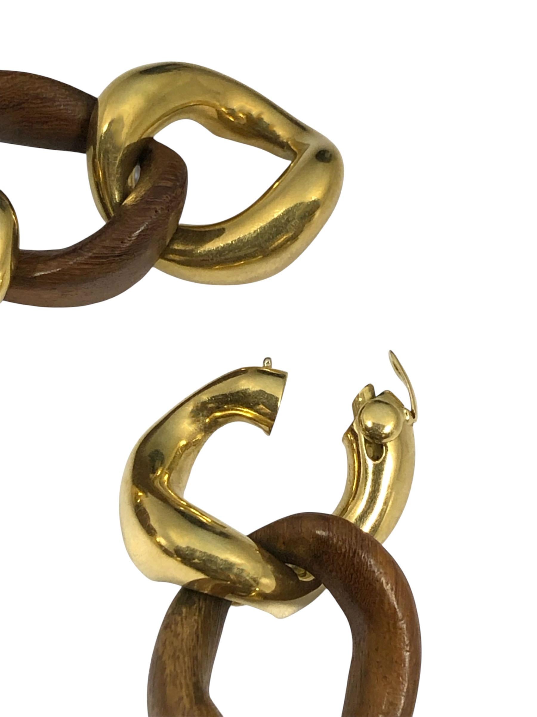 Seaman Schepps Collar Icónico de Oro Amarillo y Madera de Ébano en Excelente estado para la venta en Chicago, IL