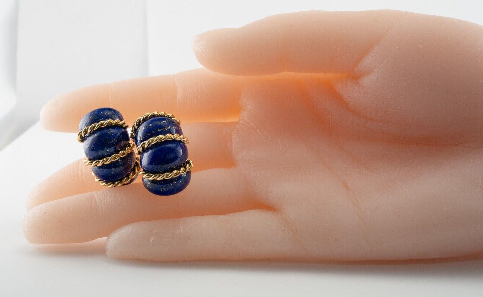 Seaman Schepps Lapis Lazuli Earrings Shrimp 18K Gold 1