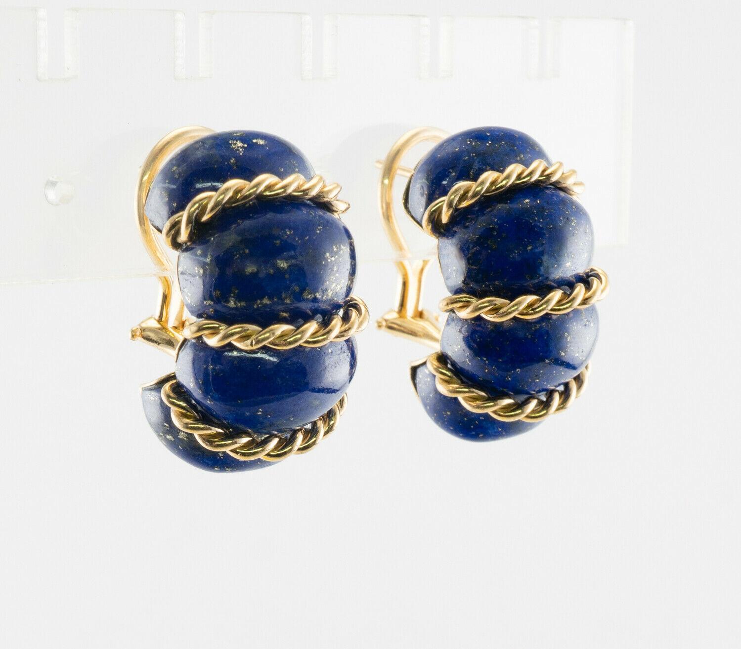 Seaman Schepps Lapis Lazuli Earrings Shrimp 18K Gold 2