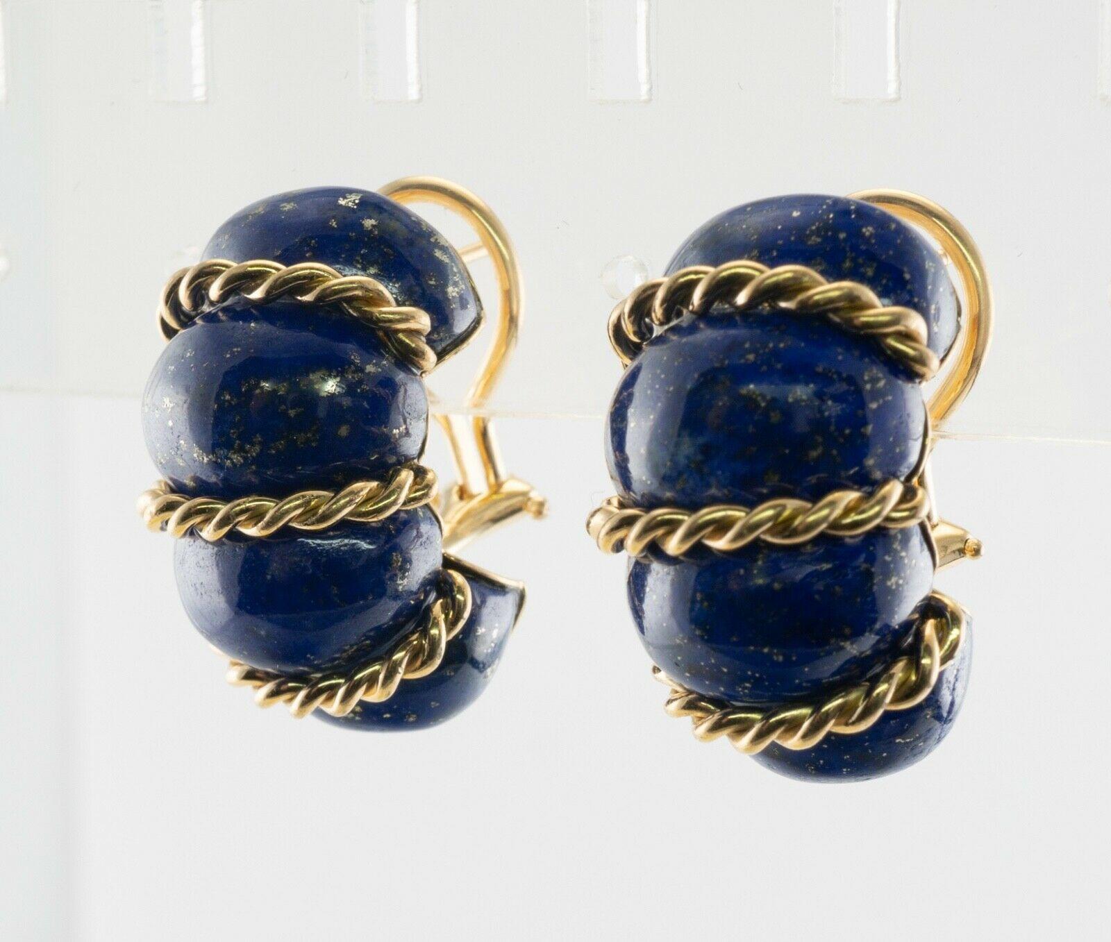 Seaman Schepps Lapis Lazuli Earrings Shrimp 18K Gold 3