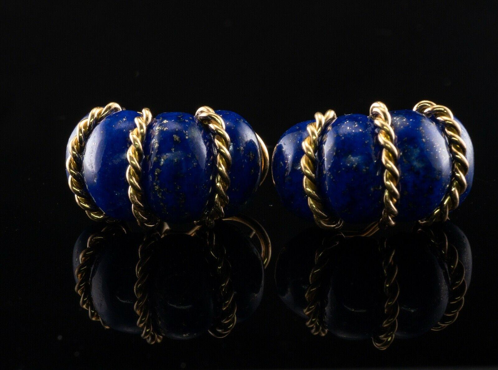 Seaman Schepps Lapis Lazuli Earrings Shrimp 18K Gold 4