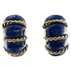 Seemann Schepps Lapislazuli-Ohrringe Shrimp 18K Gold