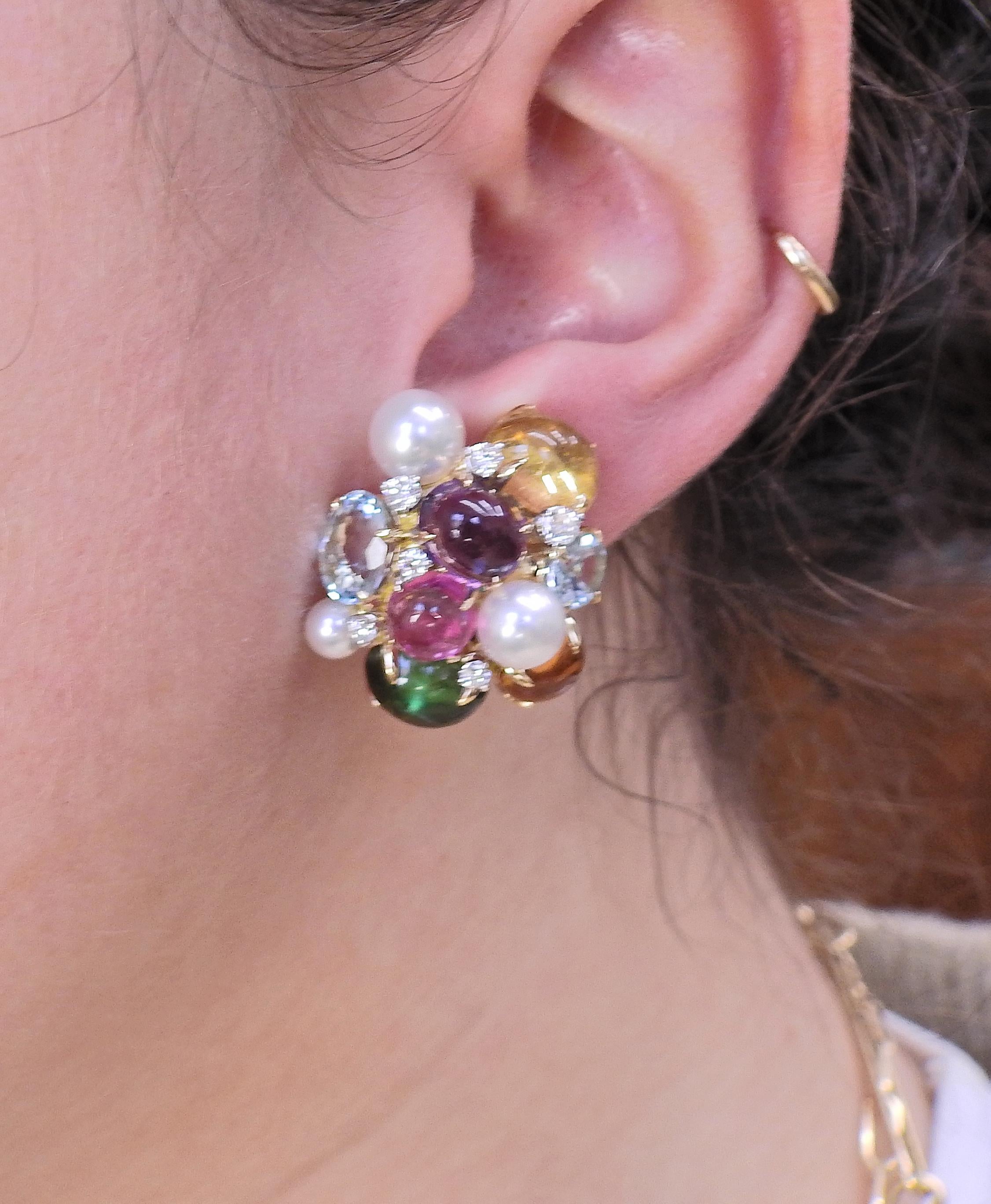 Seemann Schepps Ohrringe, große Blase Gold Perle Diamant Edelstein im Zustand „Neu“ im Angebot in Lambertville, NJ