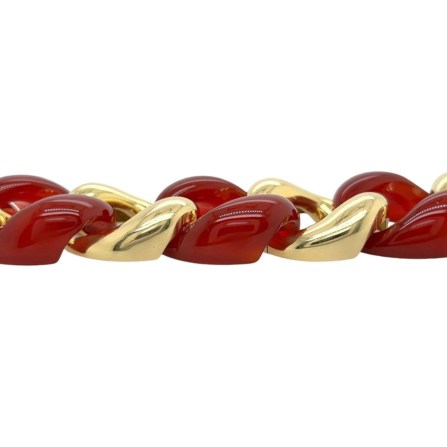SEAMAN SCHEPPS Large Gold Carnelian Link Bracelet In Good Condition In New York, NY