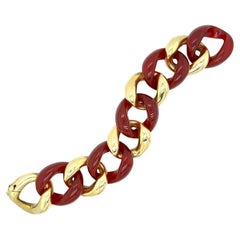 SEAMAN SCHEPPS Large Gold Carnelian Link Bracelet