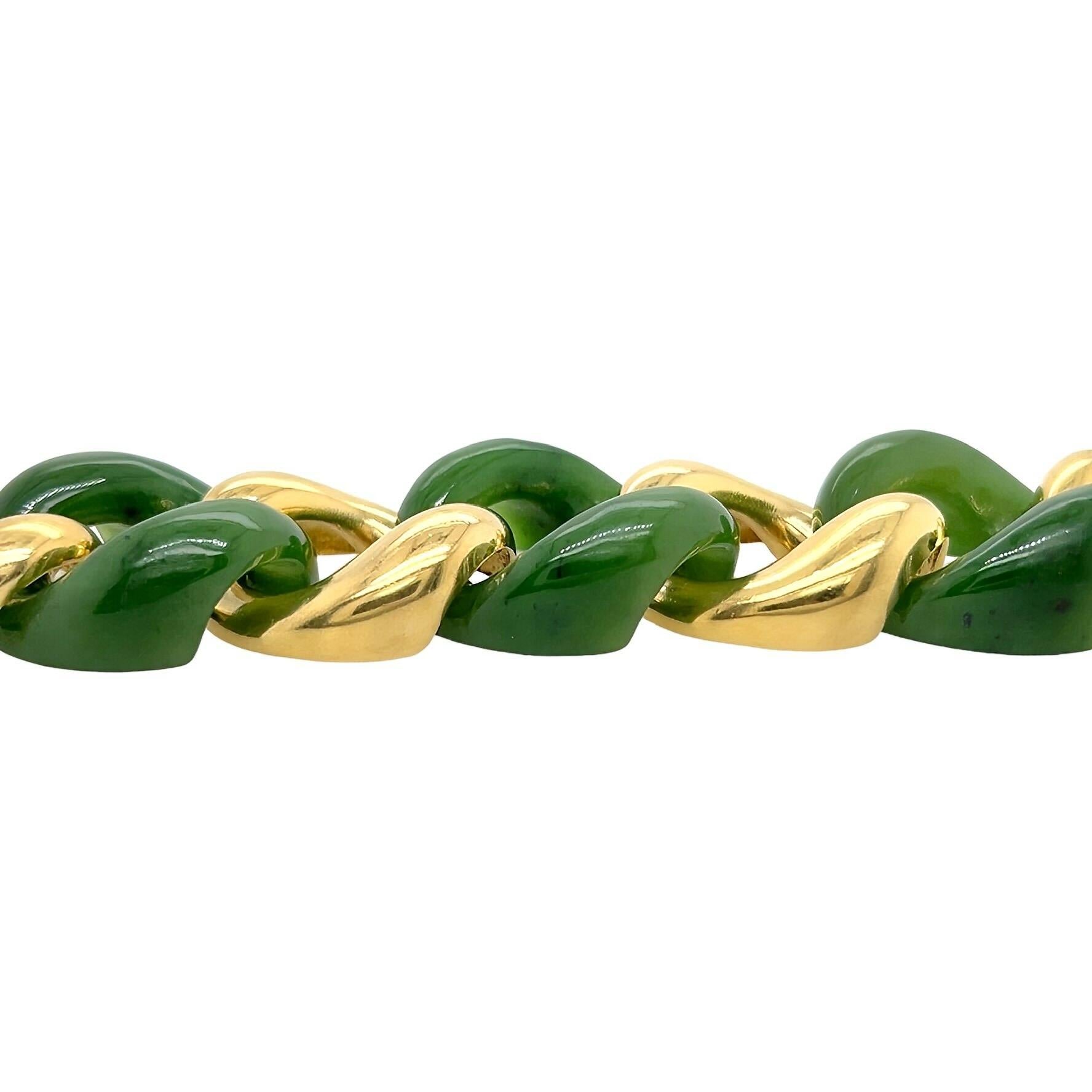 SEAMAN SCHEPPS Large Gold Nephrite Link Bracelet In Good Condition In New York, NY