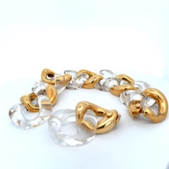 Seaman Schepps Large Rock Crystal & 18K Yellow Gold Link Bracelet