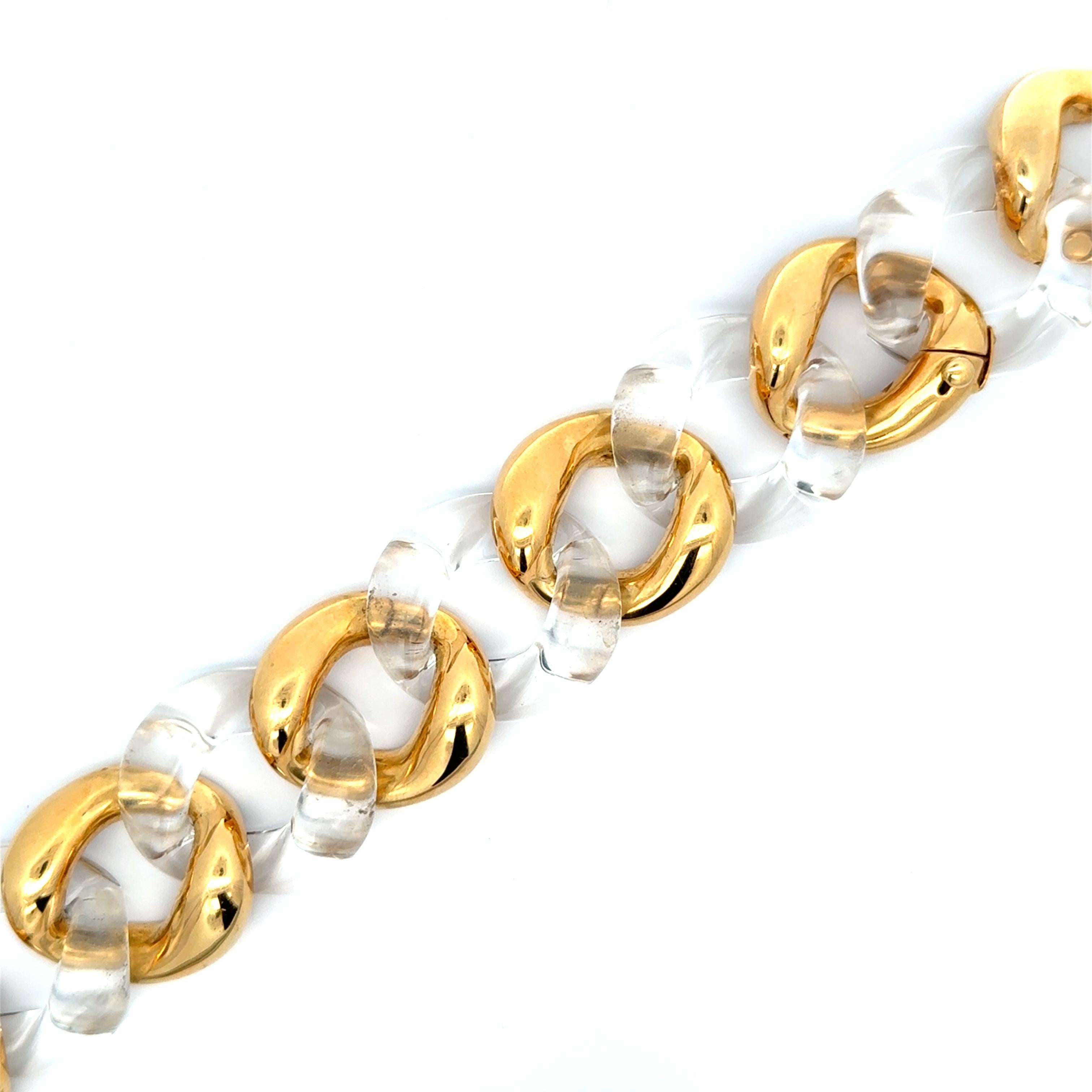 Taglio misto Bracciale Seaman Schepps in cristallo di rocca grande e oro giallo 18 carati A Link in vendita