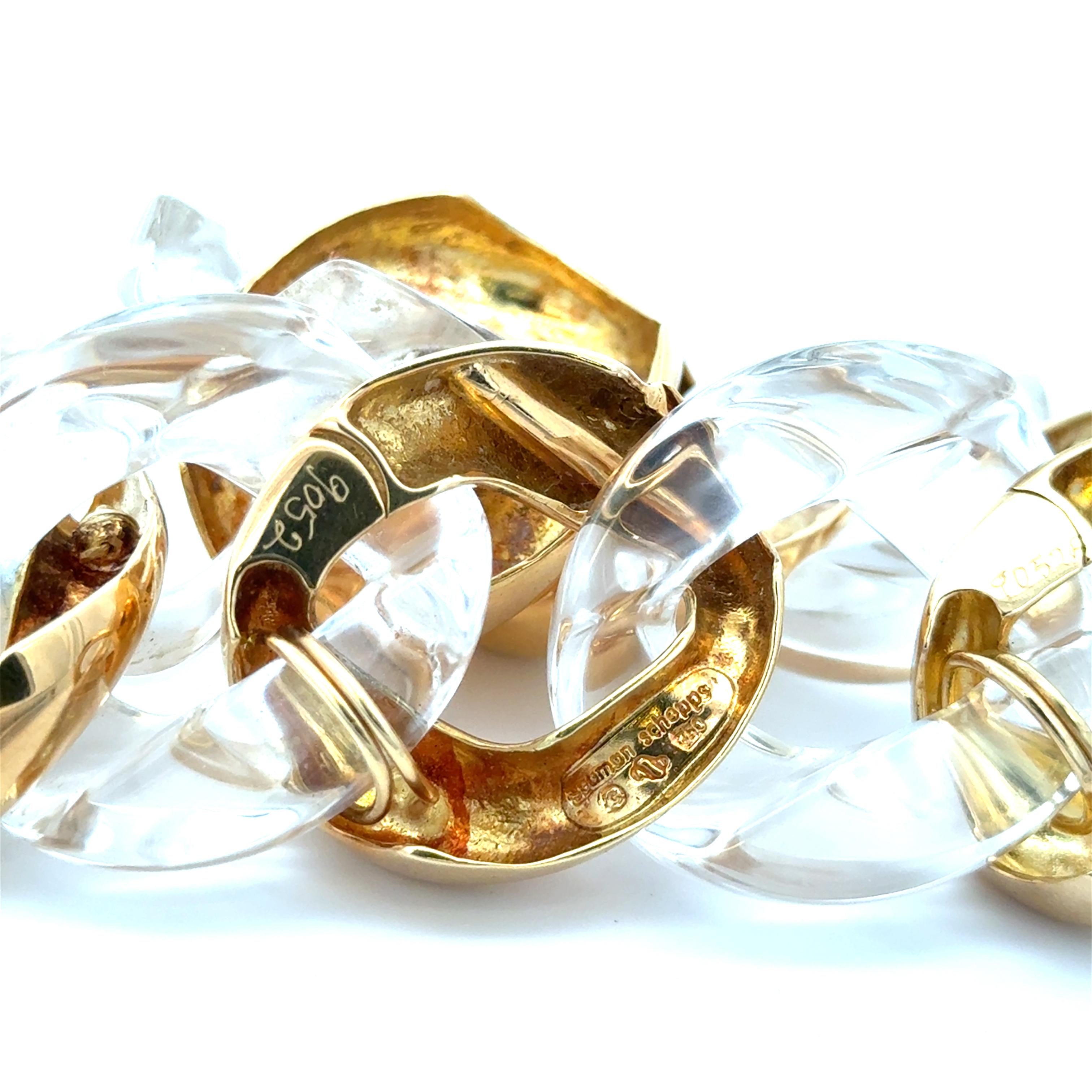 Bracciale Seaman Schepps in cristallo di rocca grande e oro giallo 18 carati A Link In condizioni ottime in vendita a Dallas, TX