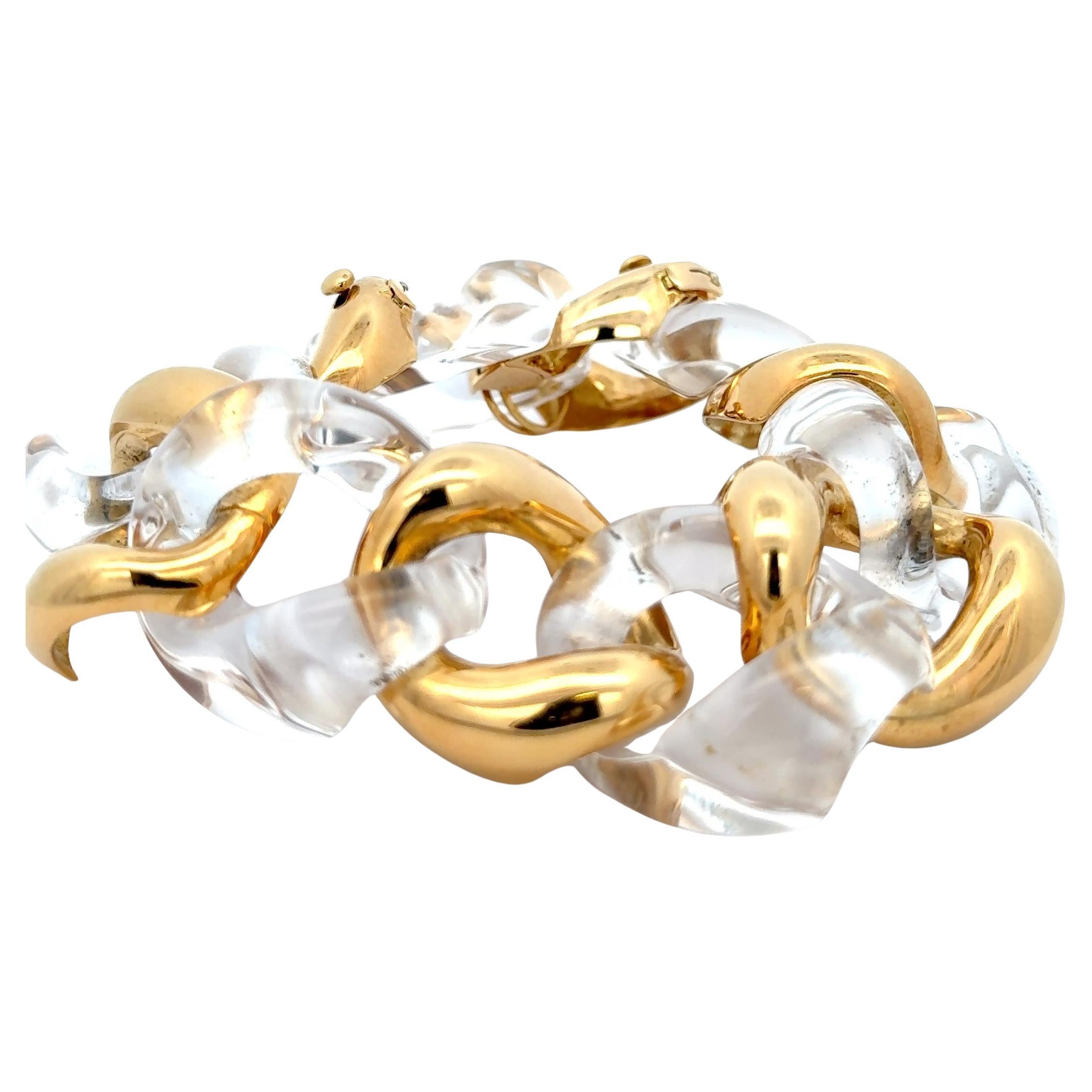 Bracciale Seaman Schepps in cristallo di rocca grande e oro giallo 18 carati A Link in vendita