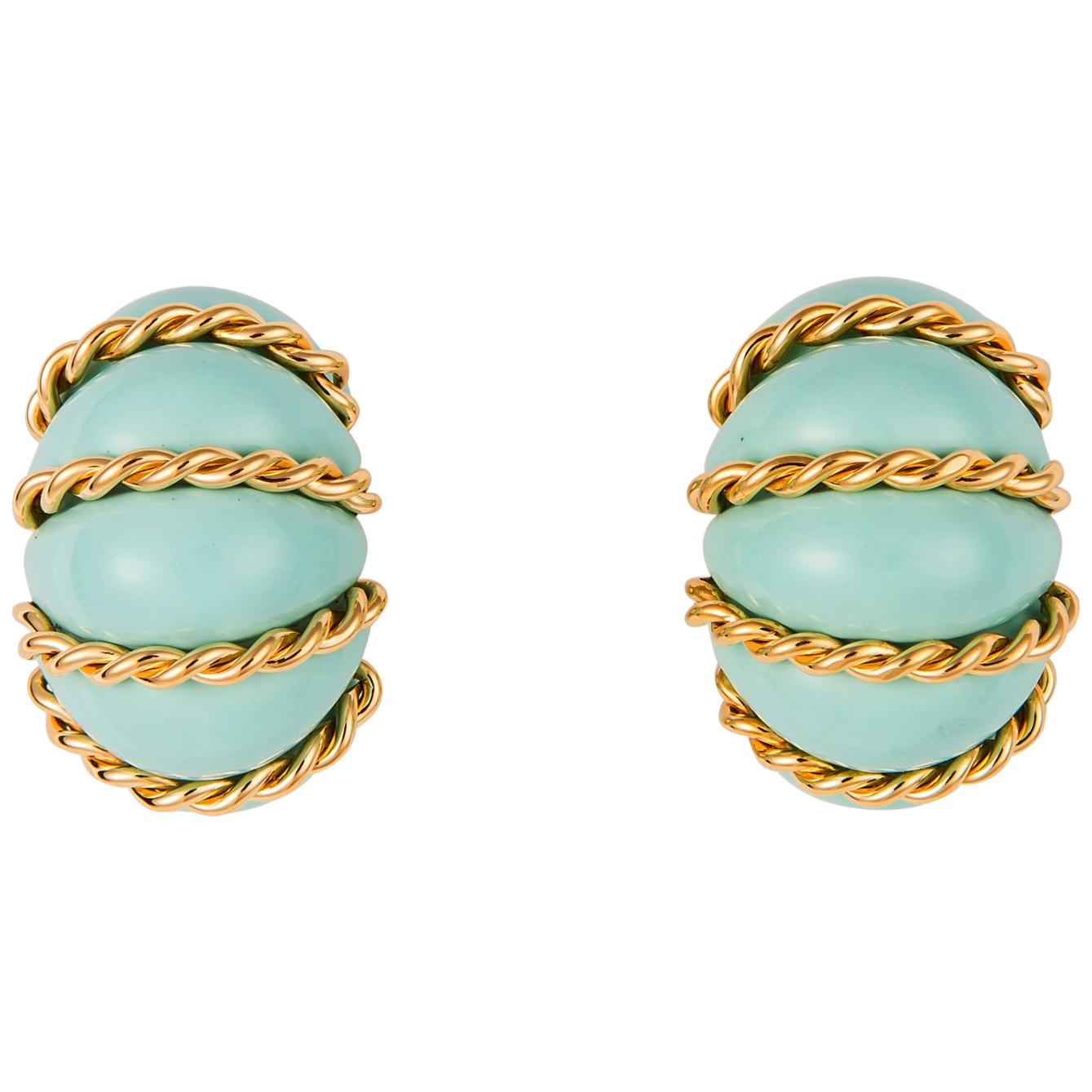 Seaman Schepps Large Turquoise Shrimp Earrings