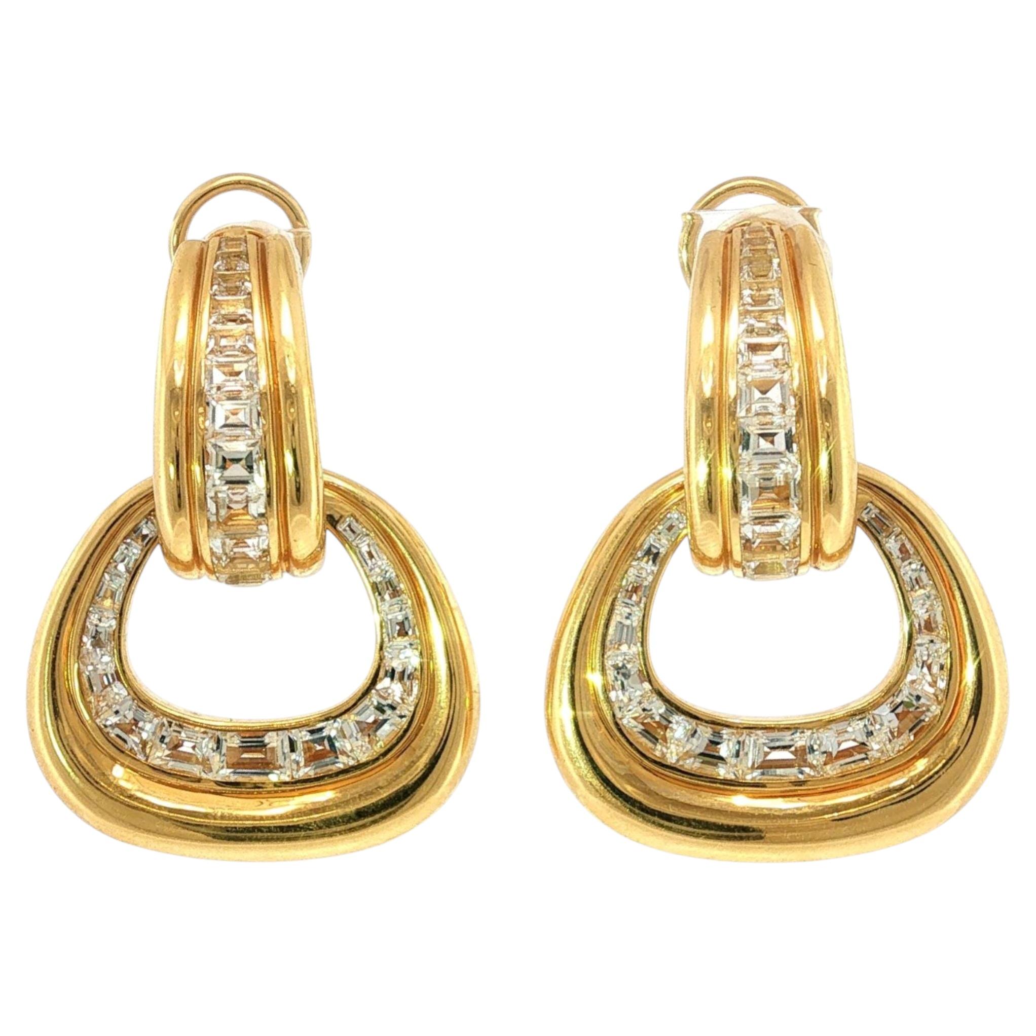 Seaman Schepps Madison White Topaz Earrings with Detachable Buckle in 18K YG