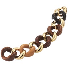 Seaman Schepps Mixed Wood Gold Link Bracelet
